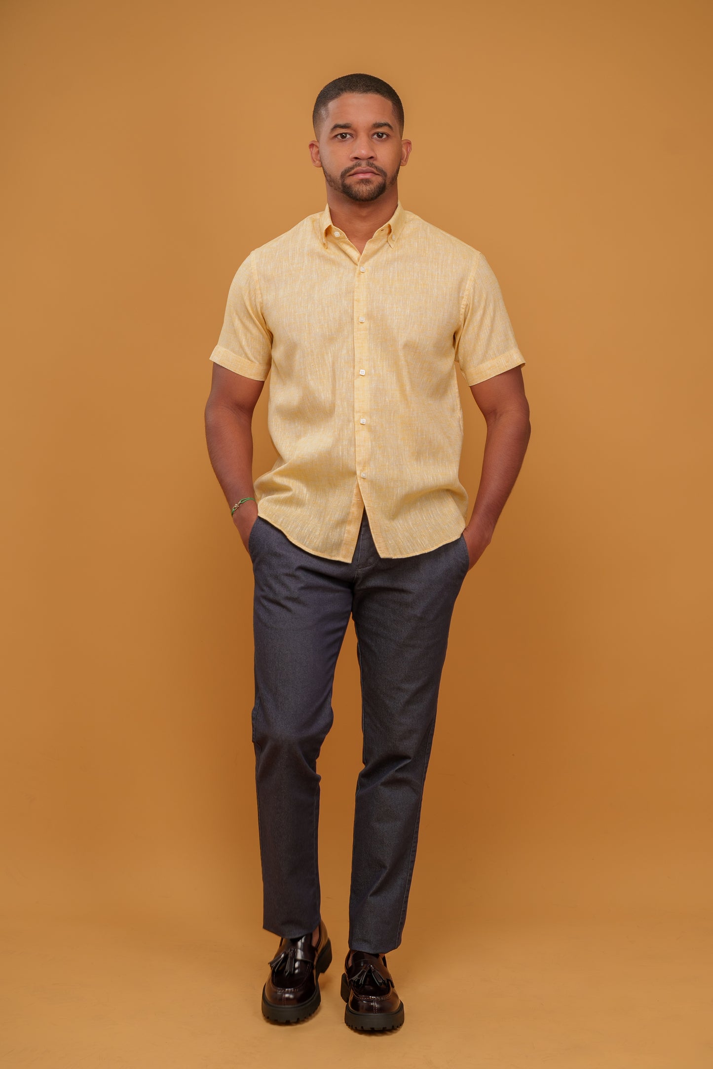YELLOW LINEN-COTTON SHIRT