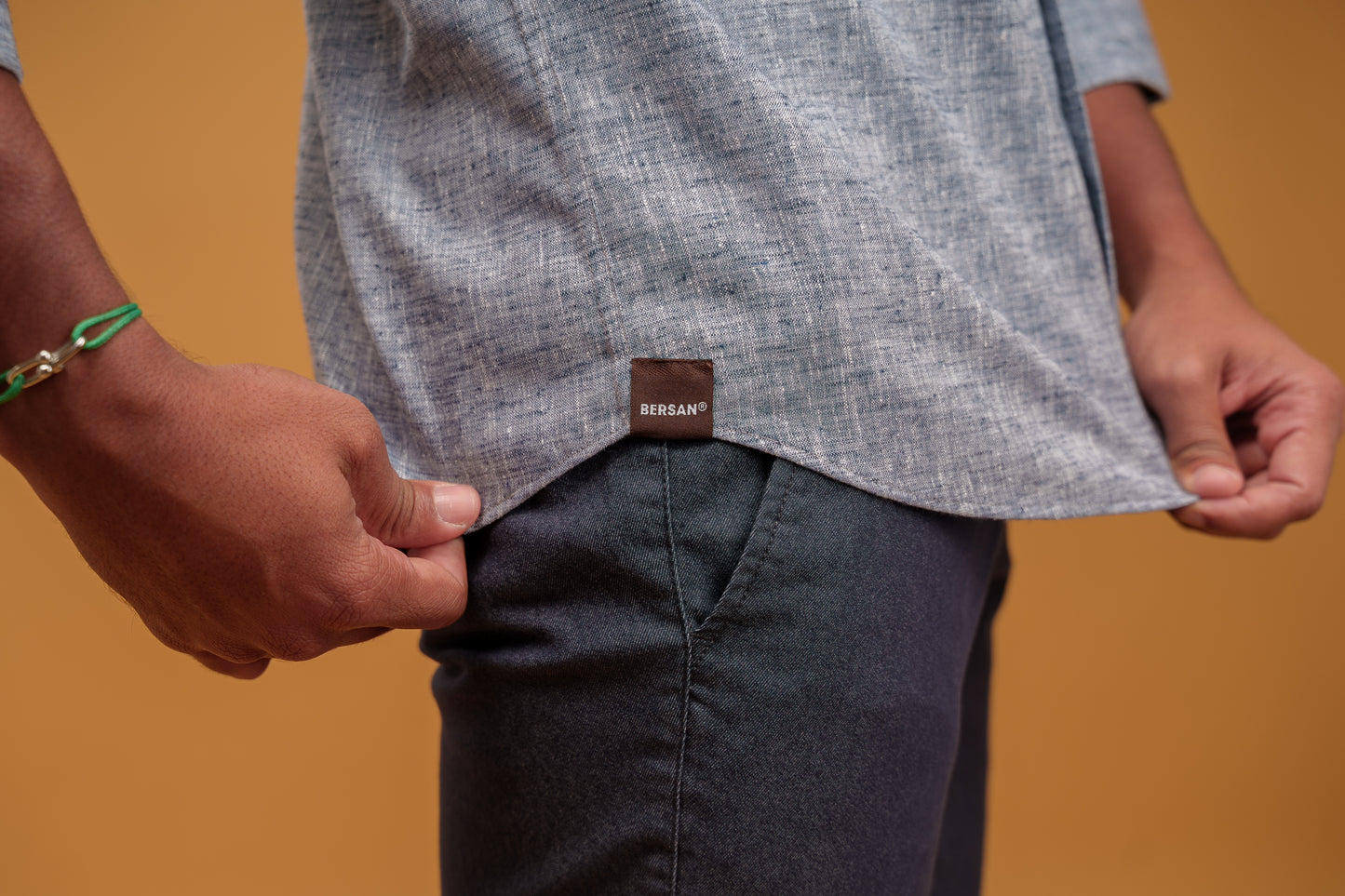 GRAY HEATHER LINEN-COTTON SHIRT