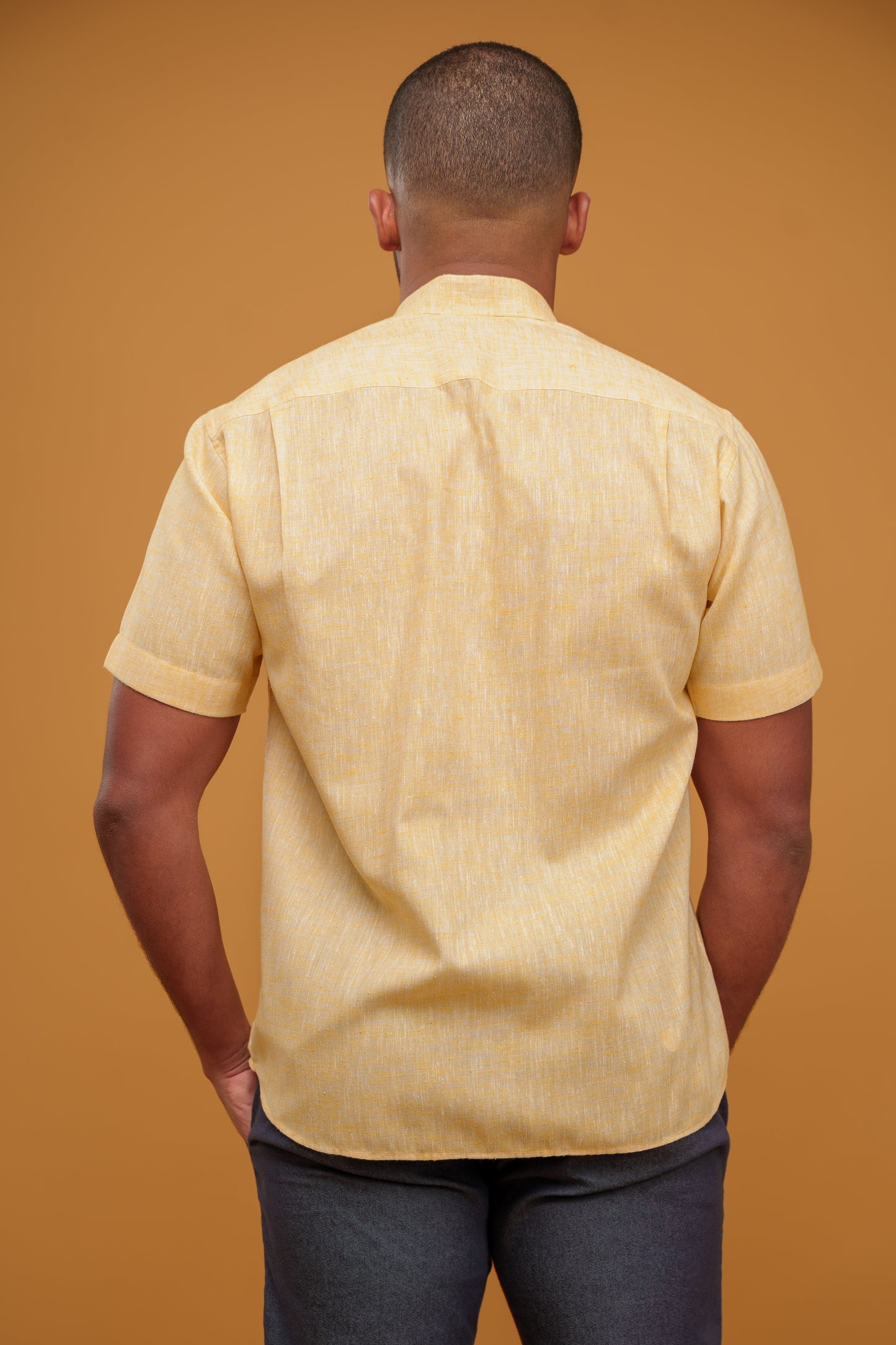 YELLOW LINEN-COTTON SHIRT