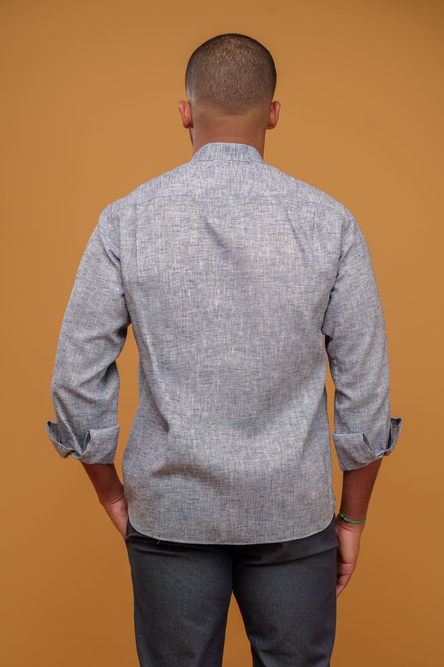 GRAY HEATHER LINEN-COTTON SHIRT