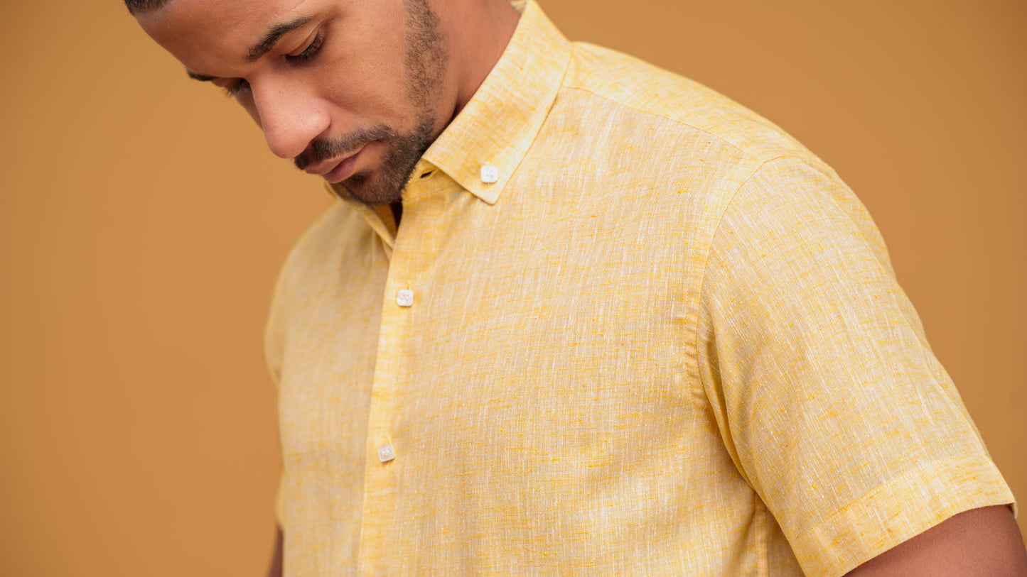 YELLOW LINEN-COTTON SHIRT