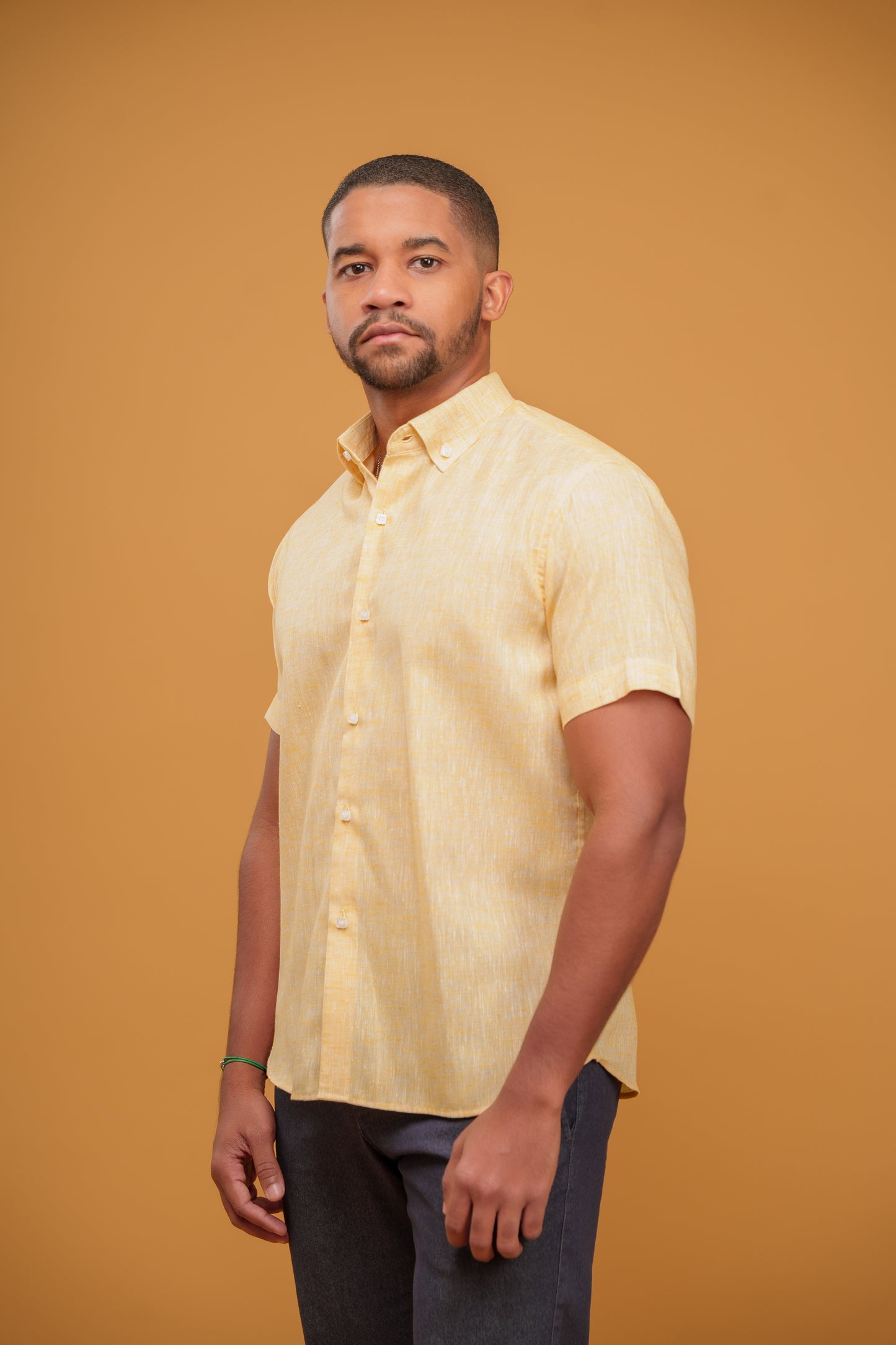 YELLOW LINEN-COTTON SHIRT