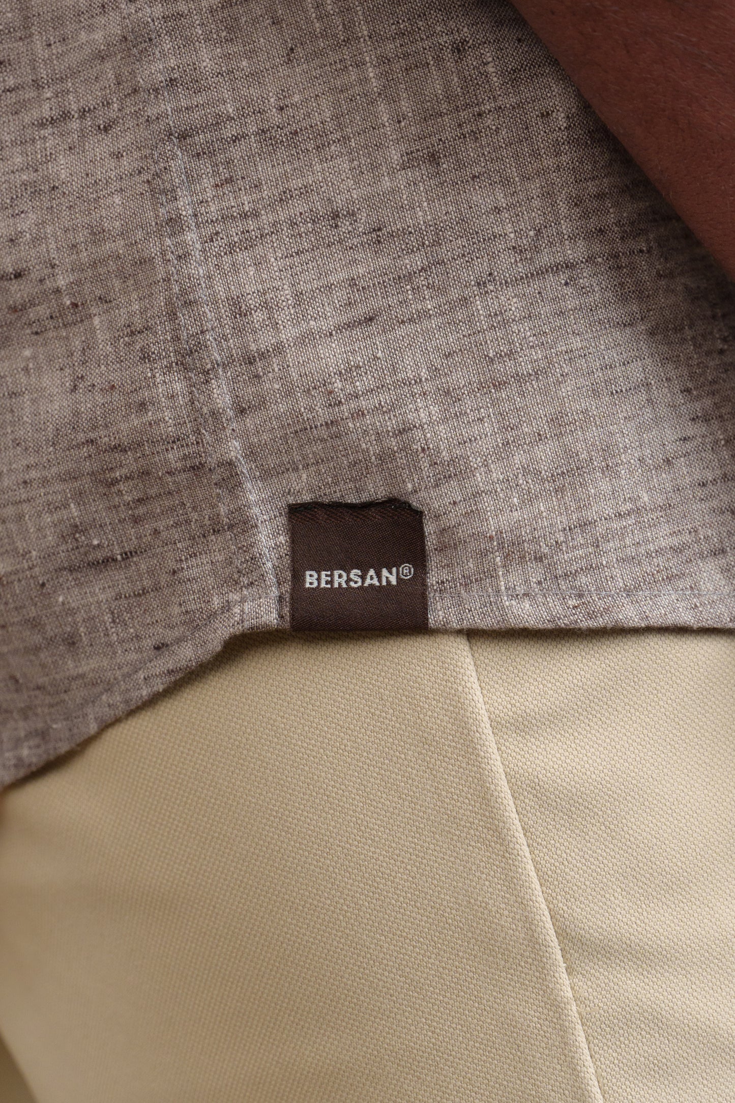 BROWN HEATHER LINEN-COTTON SHIRT
