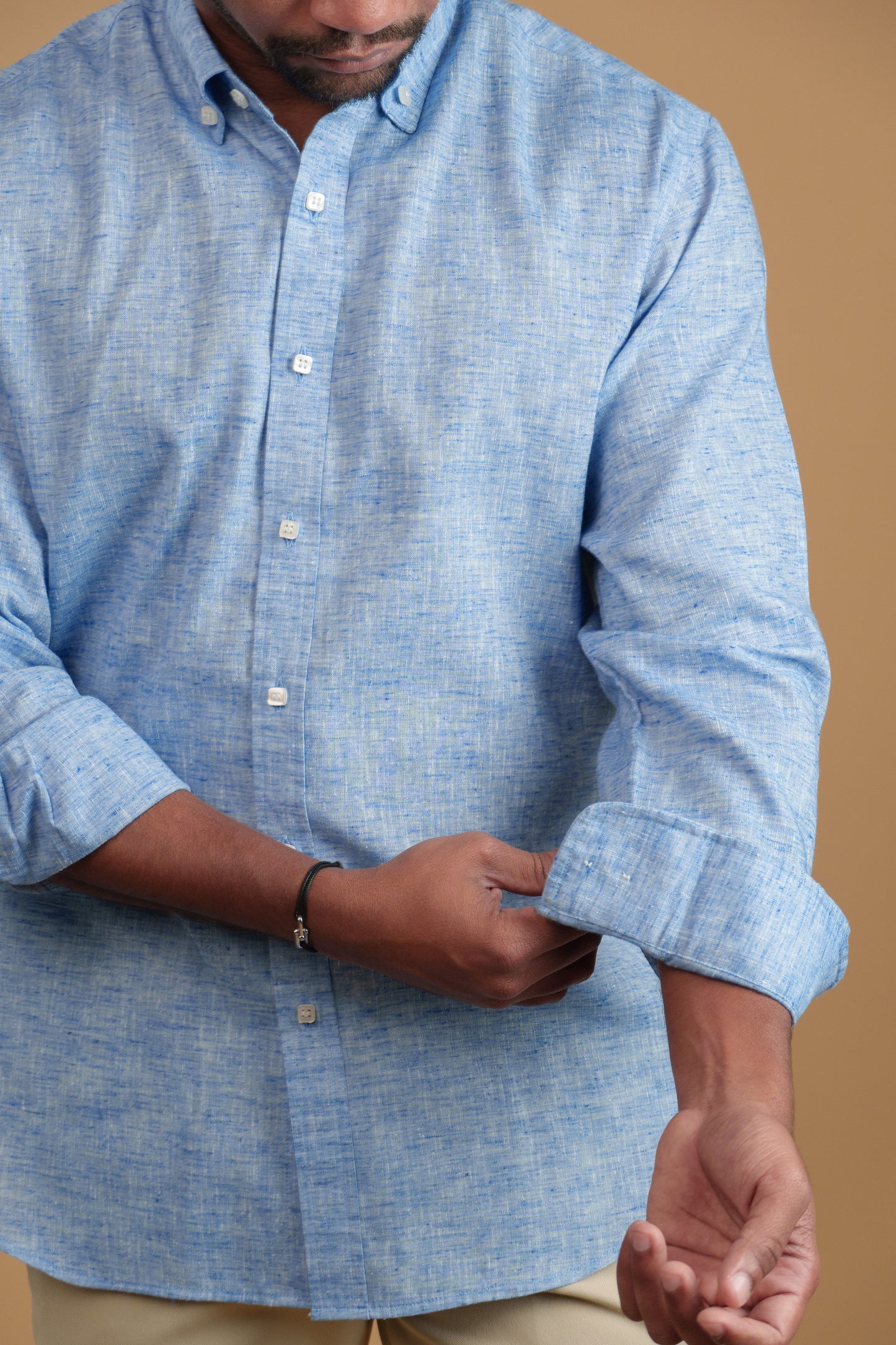 BLUE HEATHER LINEN-COTTON SHIRT