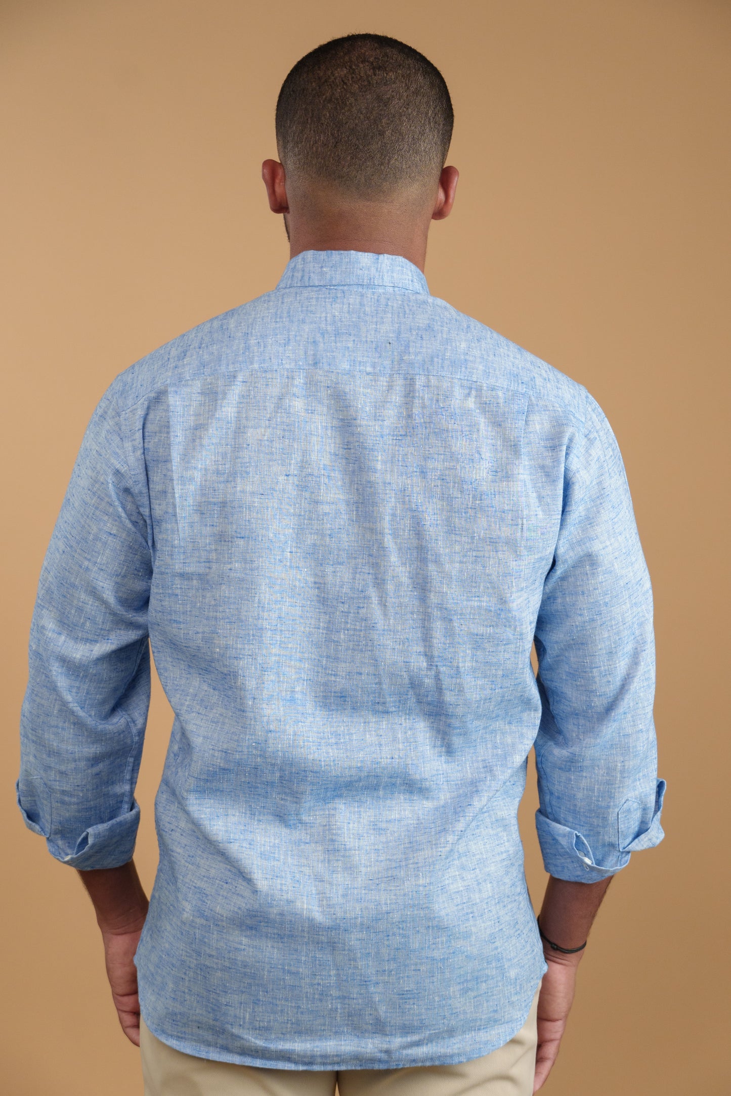 BLUE HEATHER LINEN-COTTON SHIRT