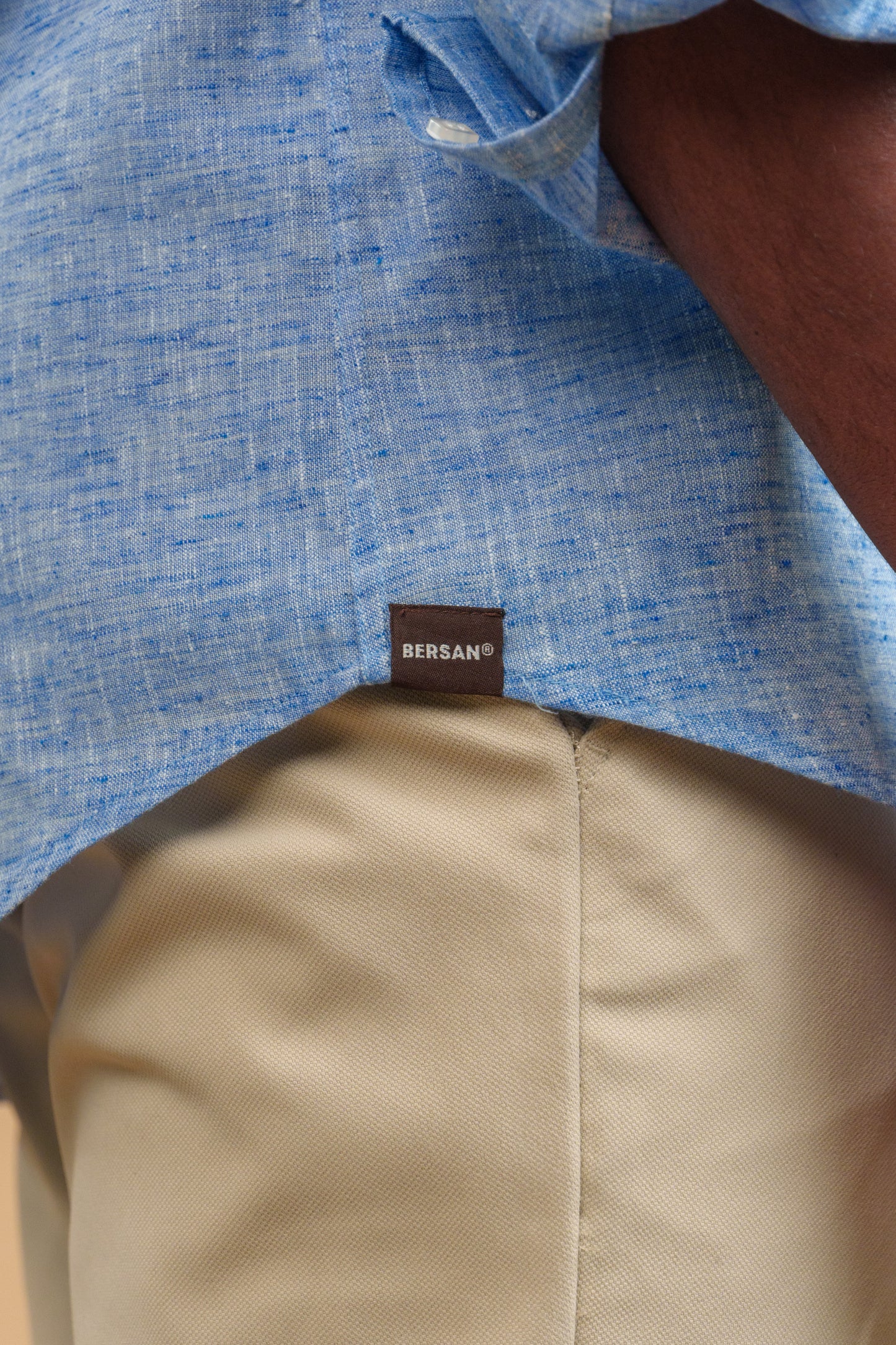 BLUE HEATHER LINEN-COTTON SHIRT