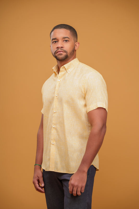 YELLOW LINEN-COTTON SHIRT
