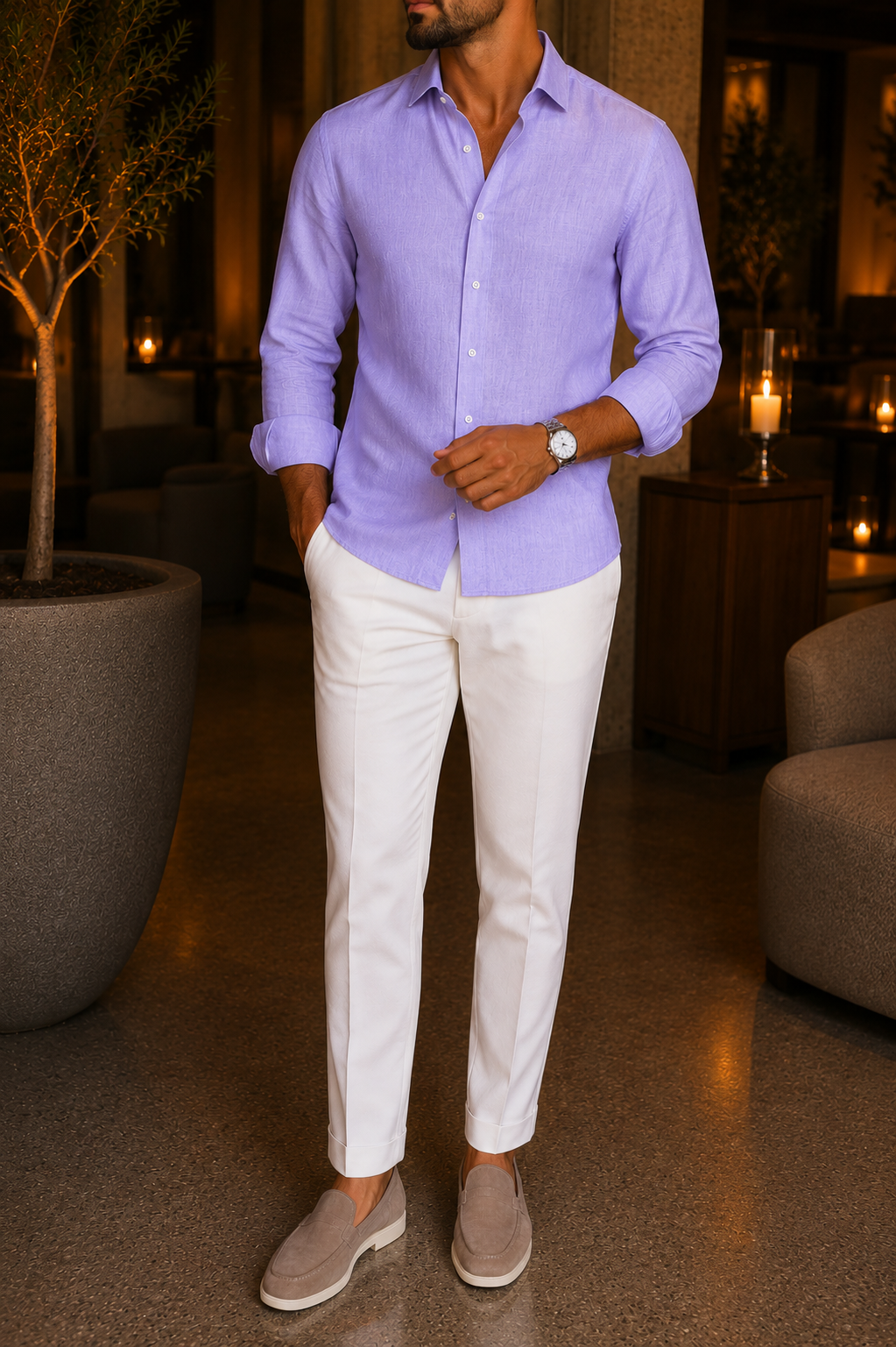 LAVENDER 100% LINEN SHIRT