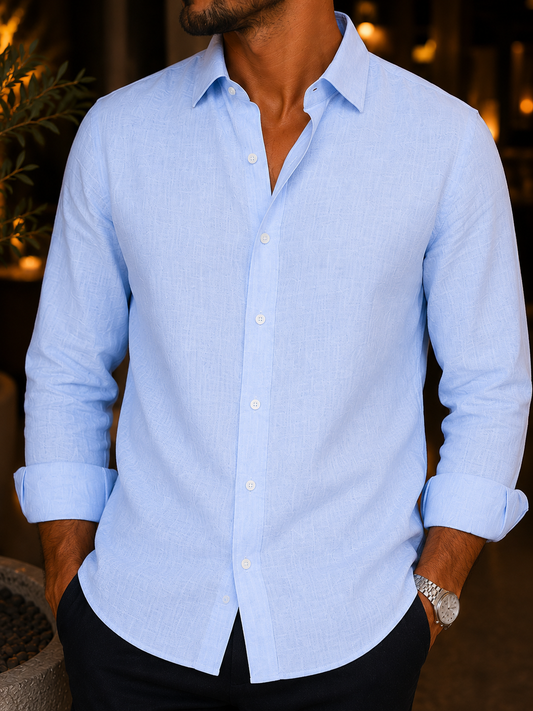 LIGHT BLUE 100% LINEN SHIRT