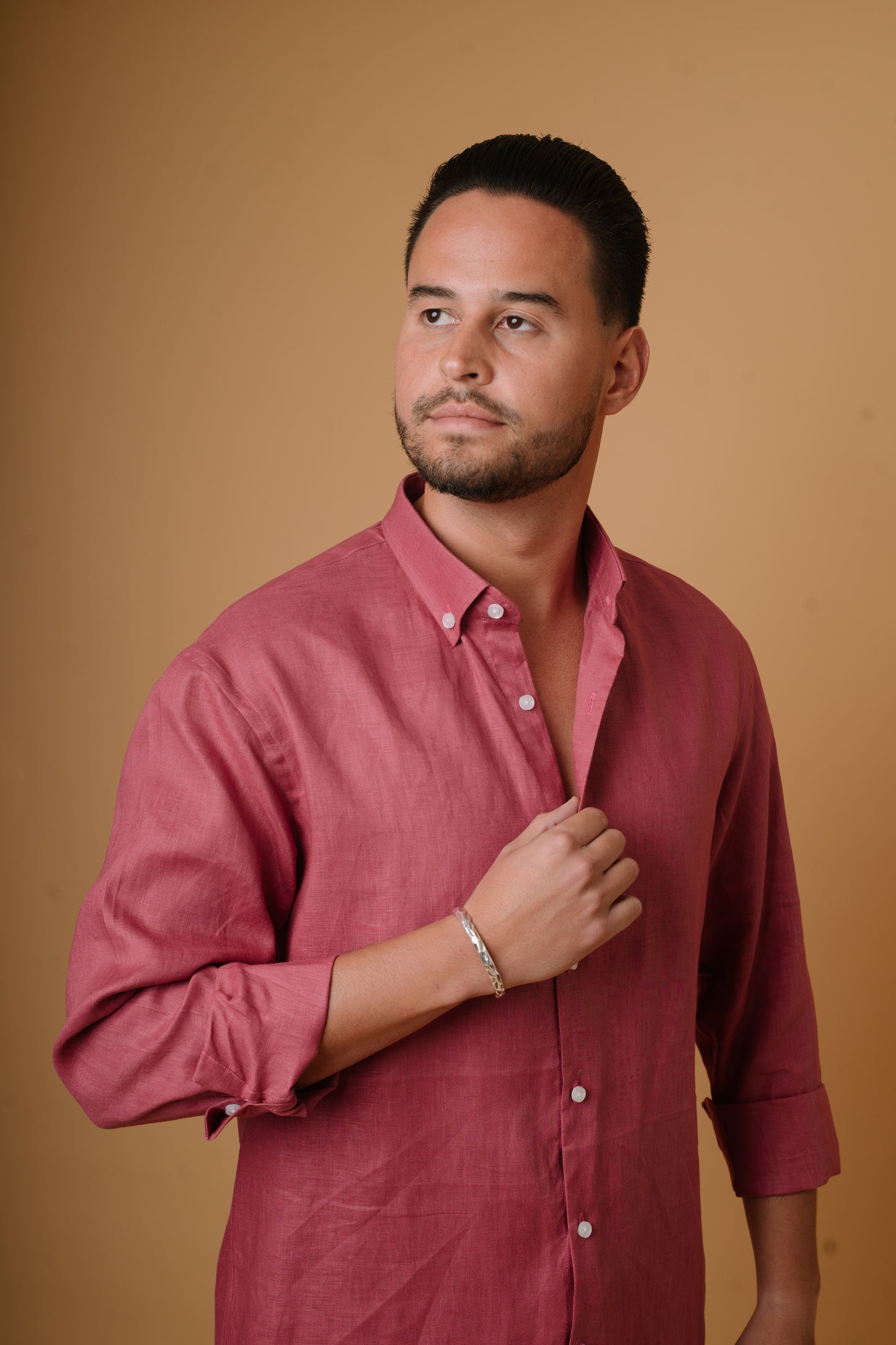 BRICK RED 100% LINEN SHIRT