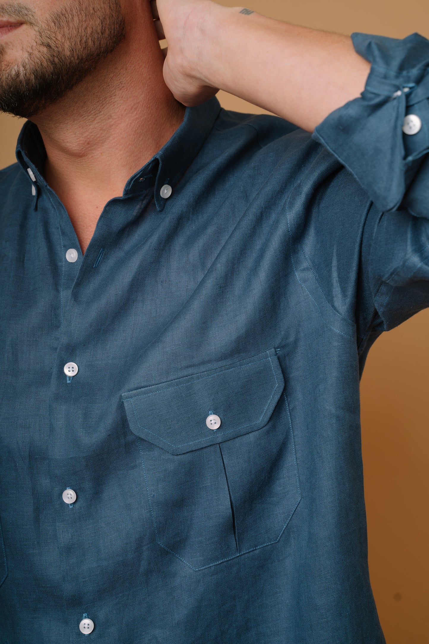 NAVY 100% LINEN SHIRT