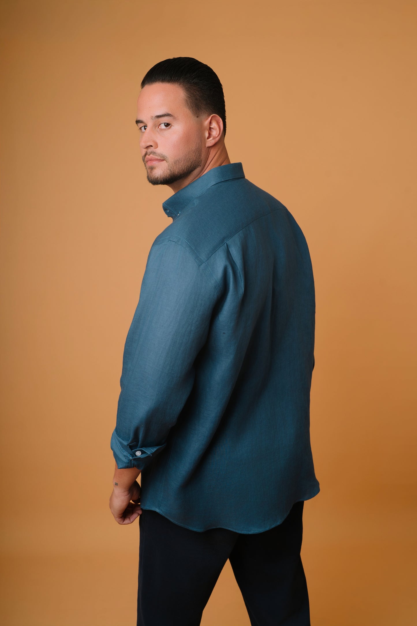 NAVY 100% LINEN SHIRT