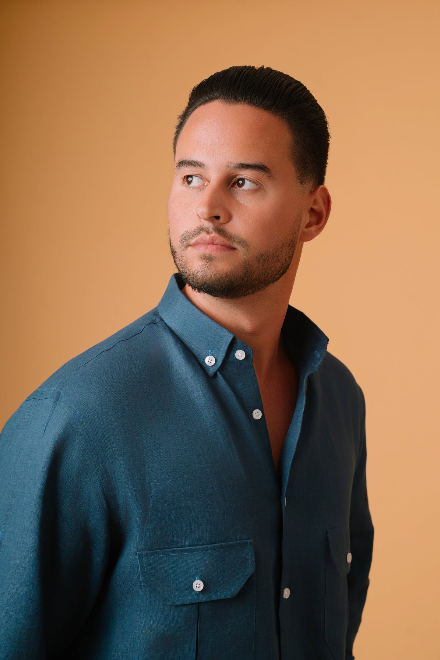 NAVY 100% LINEN SHIRT