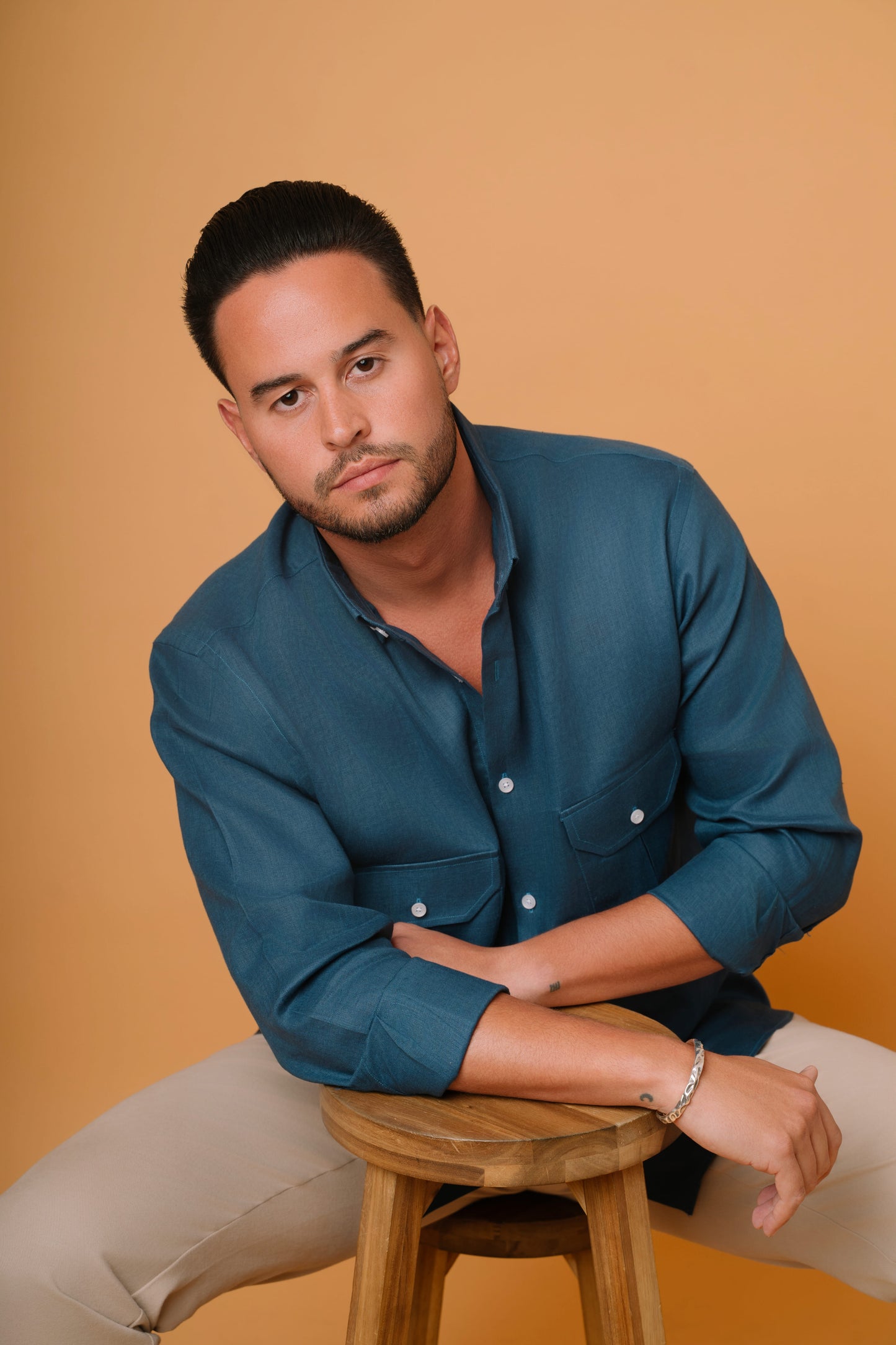 NAVY 100% LINEN SHIRT