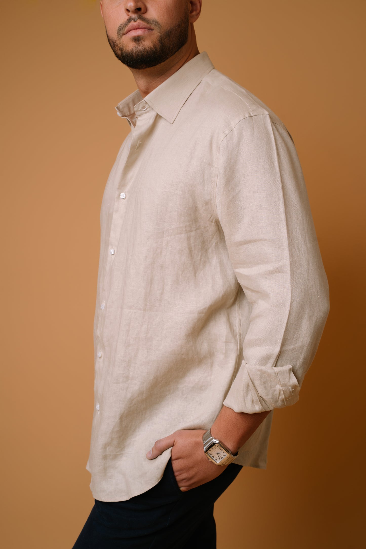 BEIGE 100% LINEN SHIRT