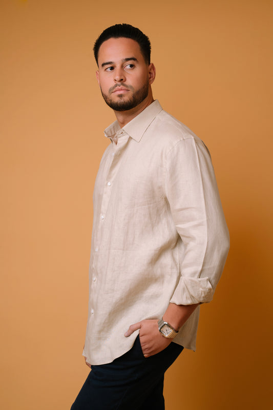 BEIGE 100% LINEN SHIRT