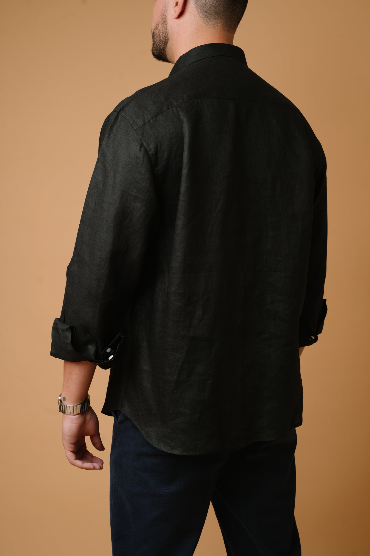 BLACK 100% LINEN SHIRT